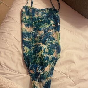 Jolyn Clothing Blue & Green Palm Print One-Piece Swimsuit